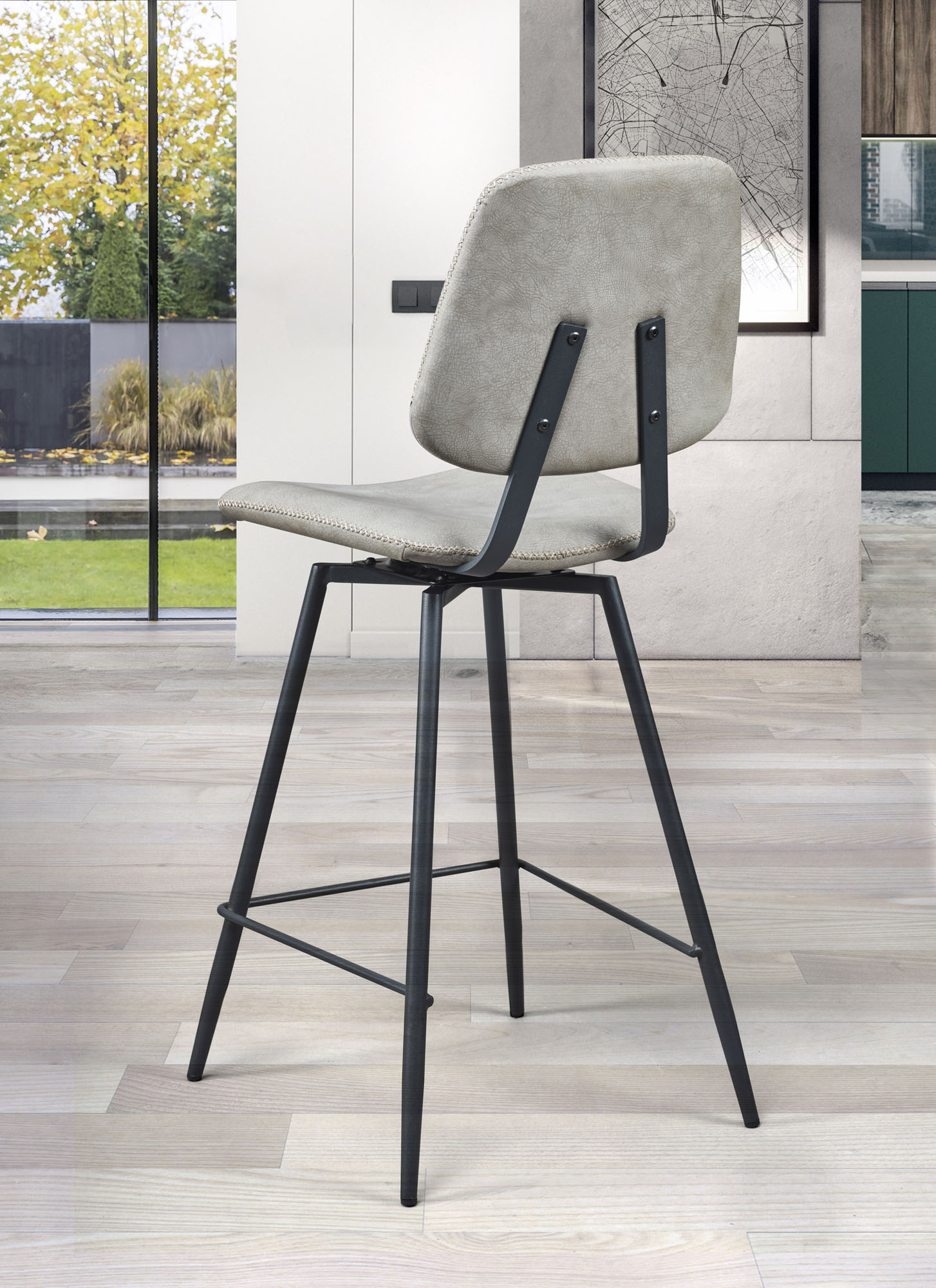 Tabouret pliable Margot Velours gris